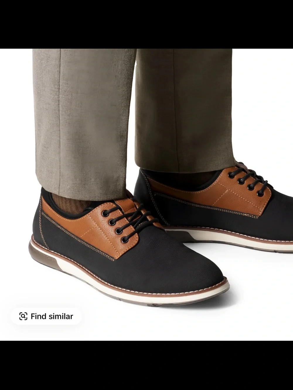 Men's Black and Brown Casual Derby Lace-Up Shoes